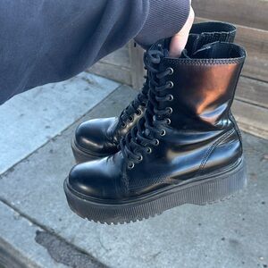 Jeffrey Campbell Black Platform Combat Boots